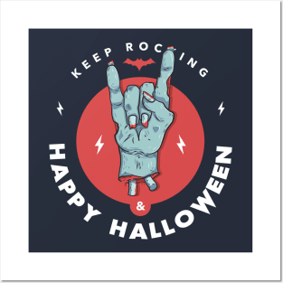 Happy Halloween zombie tee - fun monster shirt - rock and scary dead hand illustration Posters and Art